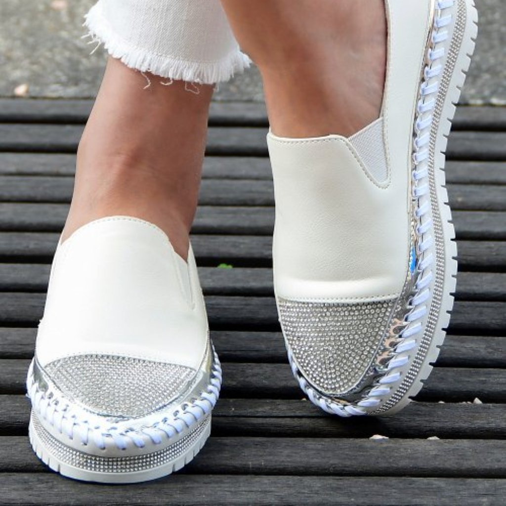 White Bedazzled Shoe. These Are More A Size 6